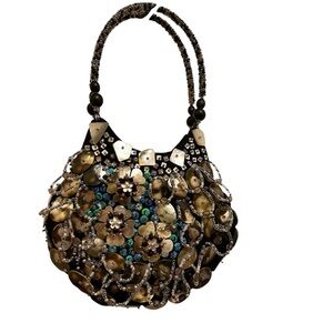 Festive Handbag with Seashells, Seed Beads and Iridescent Sequins
